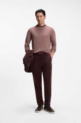 Knitted sweater in wool, silk, and cashmere, Light Brown