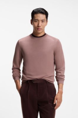 Knitted sweater in wool, silk, and cashmere, Light Brown