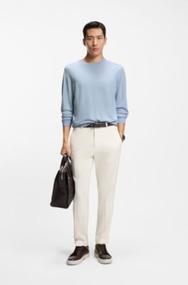 Knitted sweater in wool, silk and cashmere, Light Blue