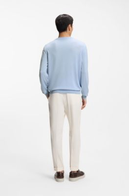Knitted sweater in wool, silk and cashmere, Light Blue
