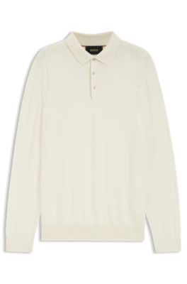 Polo en maille de laine, soie et cachemire, Blanc