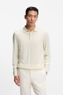 Polo en maille de laine, soie et cachemire, Blanc