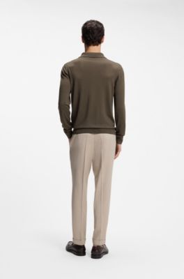 Polo sweater in wool, silk and cashmere, Brown