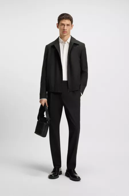 Slim-fit jacket in wool-blend poplin