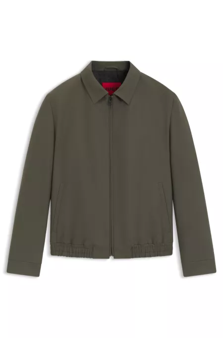 Slim-fit jacket in wool-blend poplin