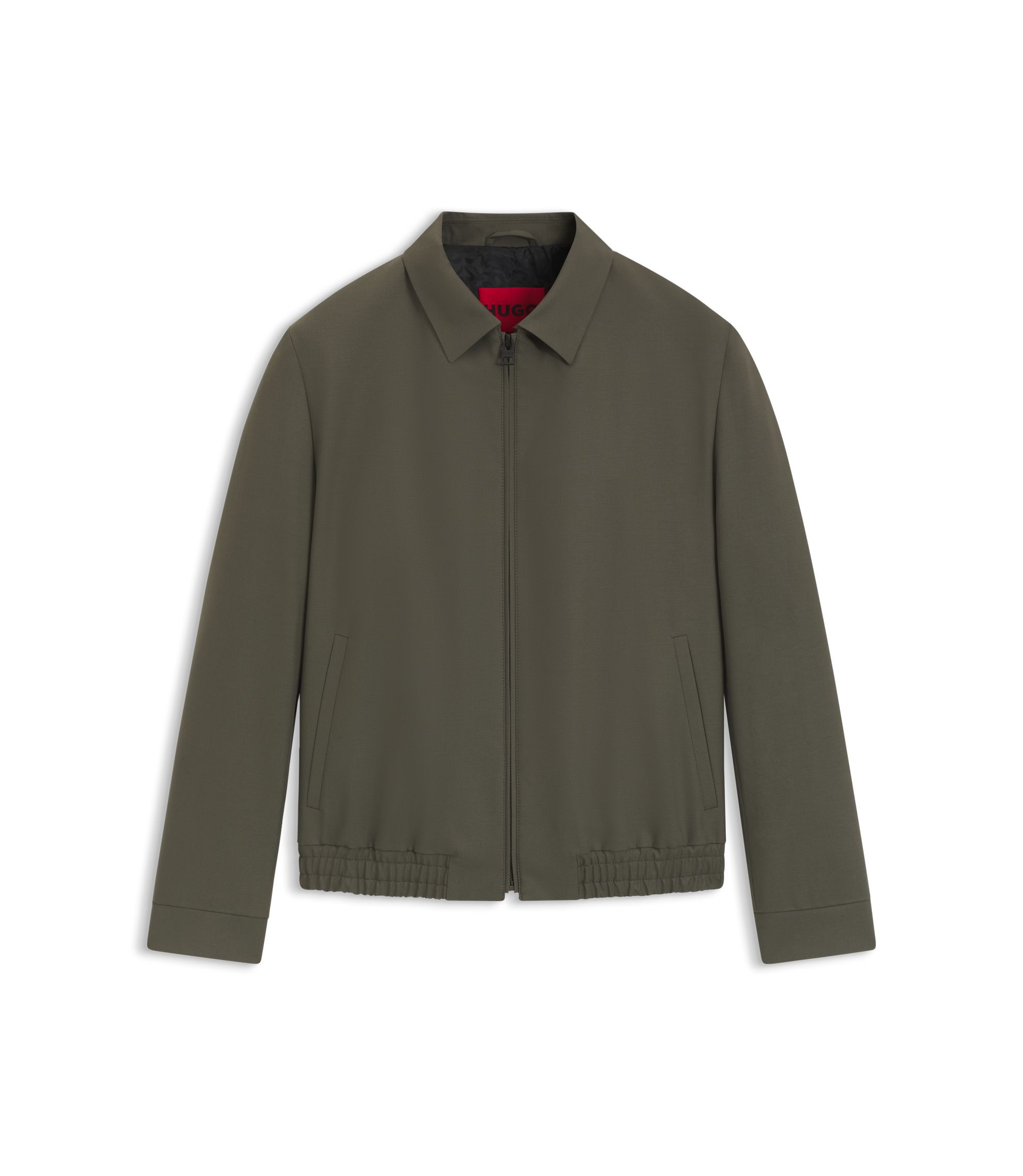 HUGO - Slim-fit jacket in wool-blend poplin - Light Green
