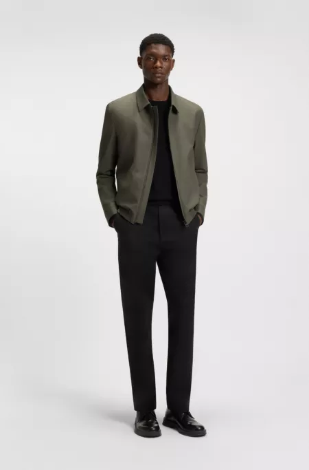 Slim-fit jacket in wool-blend poplin