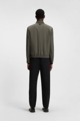 Slim-fit jacket in wool-blend poplin, Light Green