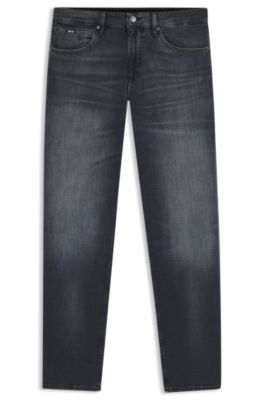 Maine grey regular-fit jeans in Italian denim, Black