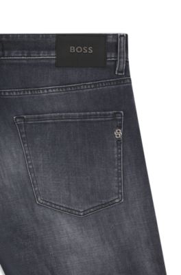 Jean Regular Maine en denim italien gris, Noir