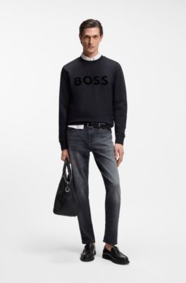 Maine grey regular-fit jeans in Italian denim, Black