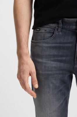 Jean Regular Maine en denim italien gris, Noir