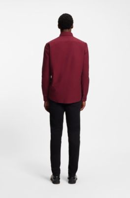 Chemise Slim en coton Oxford, Rouge sombre