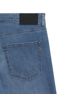 Blue slim-fit jeans in performance denim, Turquoise
