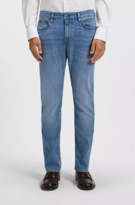 Blue slim-fit jeans in performance denim