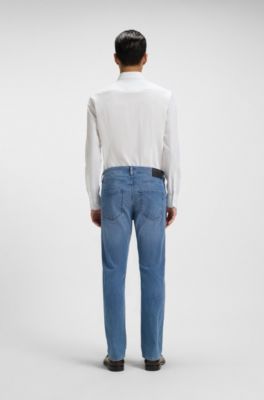 Blue slim-fit jeans in performance denim, Turquoise