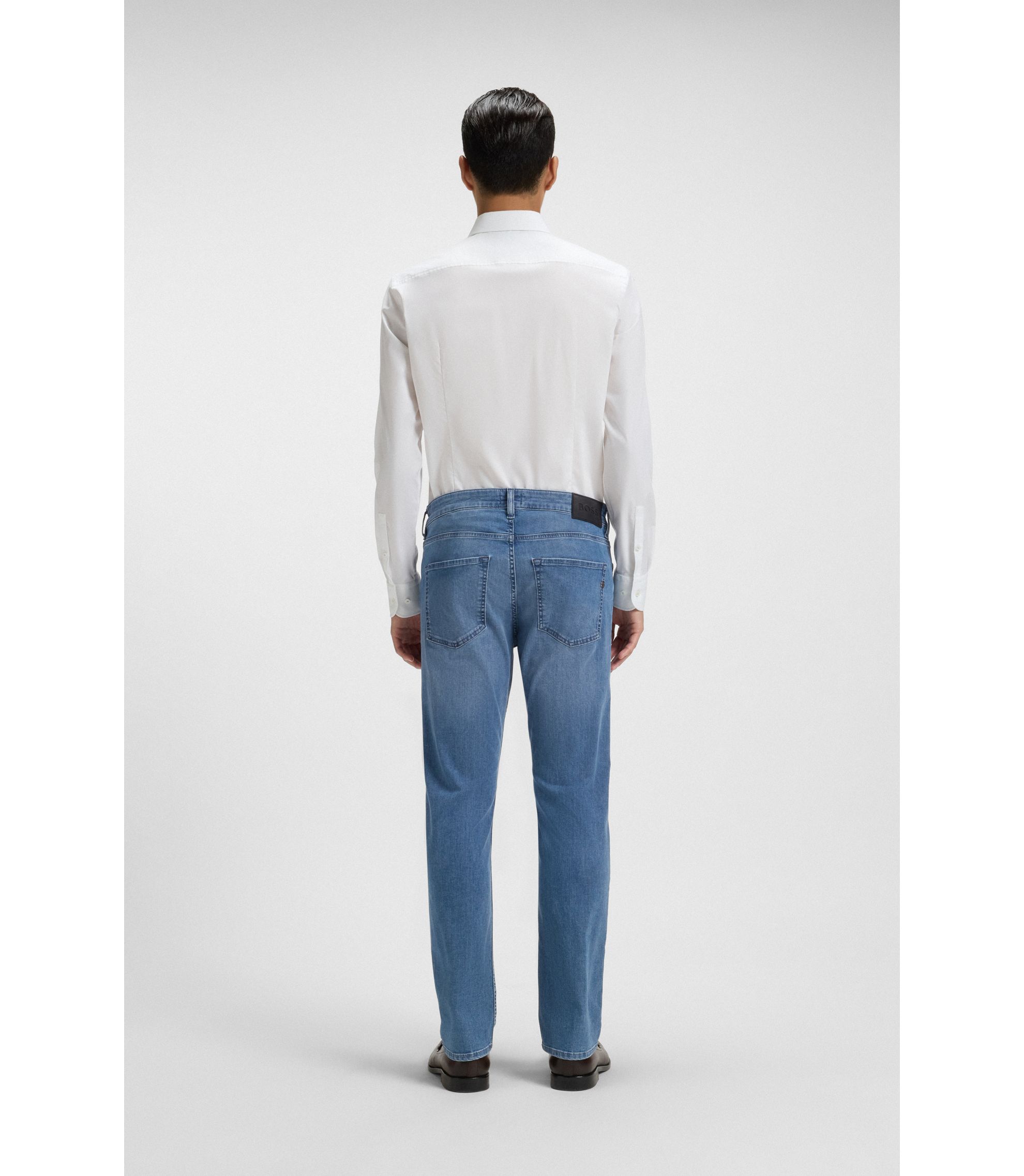 BOSS - Blue slim-fit jeans in performance denim - Turquoise