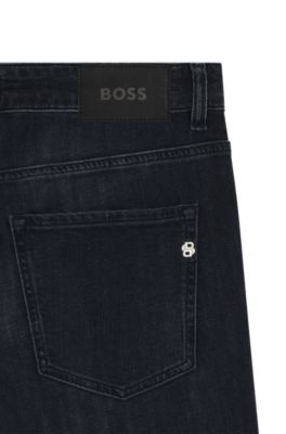 Delaware slim-fit jeans in blue mechanical-stretch denim, Dark Blue