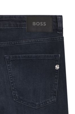 Delaware slim-fit jeans in blue mechanical-stretch denim, Dark Blue