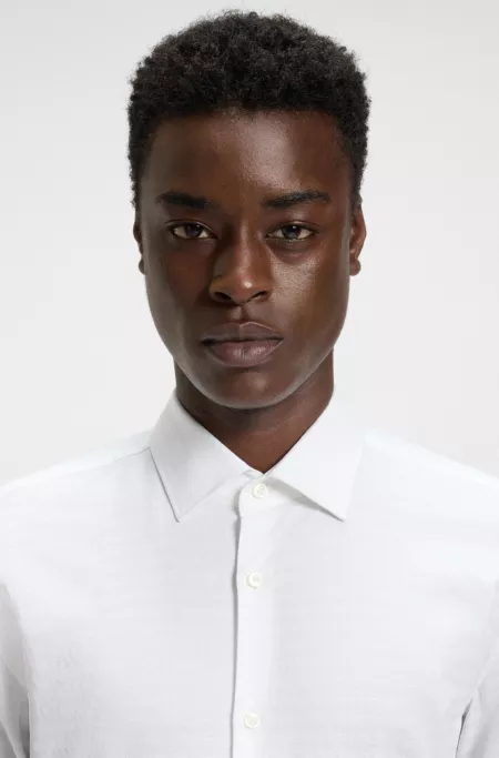 Logo-jacquard slim-fit shirt in cotton