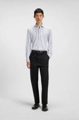 Printed slim-fit shirt in performance-stretch jersey, White