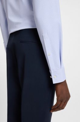 Camisa slim fit en punto t&eacute;cnico el&aacute;stico estampado, Celeste