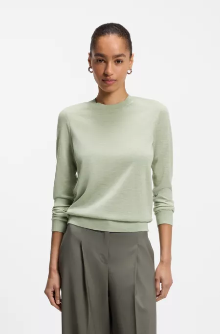 Slim-fit crewneck sweater in merino wool