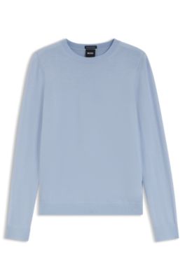 Slim-fit crewneck sweater in merino wool, Purple