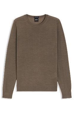 Slim-fit crewneck sweater in merino wool
