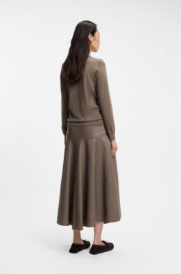 Slim-fit crewneck sweater in merino wool, Brown