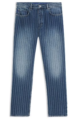 Jean Baggy en denim bleu à rayures tennis