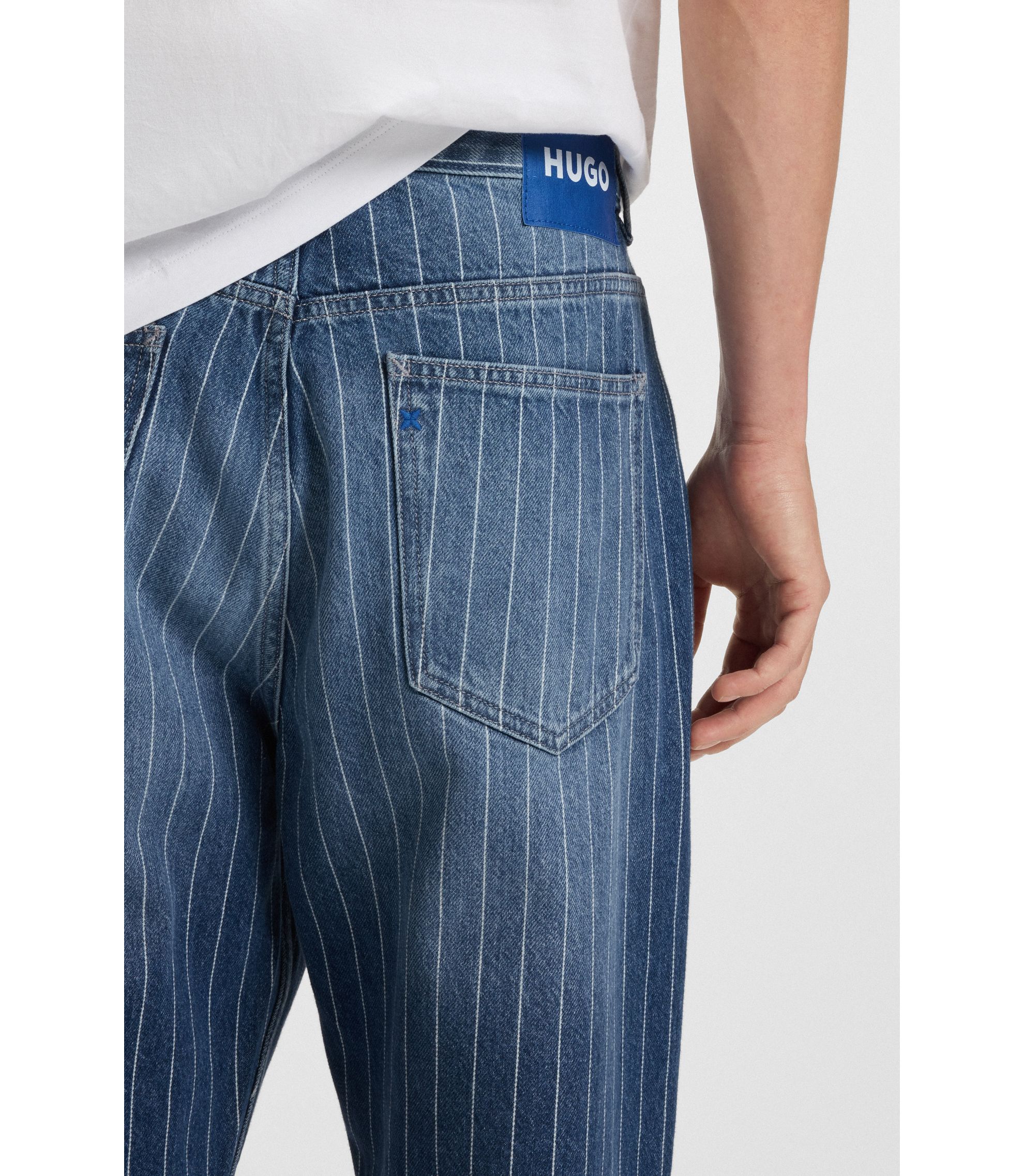 パンツ BOSS Baggy Denim Pants W32L32 HUGO - Baggy-fit jeans in blue-black rigid denim - Dark Blue
