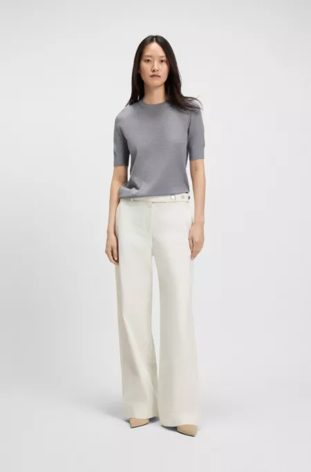 Short-sleeved sweater in merino wool