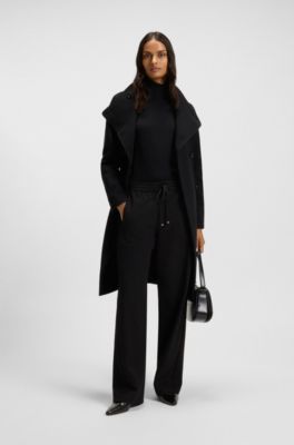 Sleeveless mock-neck sweater in merino wool, Black