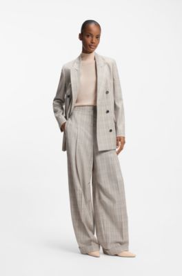 Top sans manches en laine m&eacute;rinos &agrave; col montant, Blanc