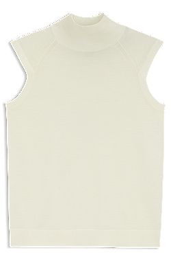 Pull en laine mérinos sans manches à col montant