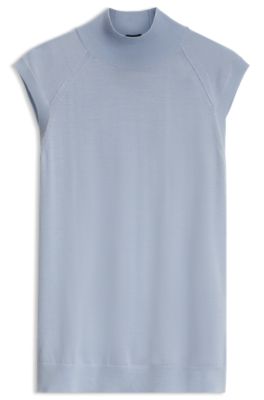 Sleeveless mock-neck sweater in merino wool, Purple