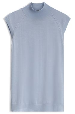 Jersey sin mangas de lana merina con cuello inglés