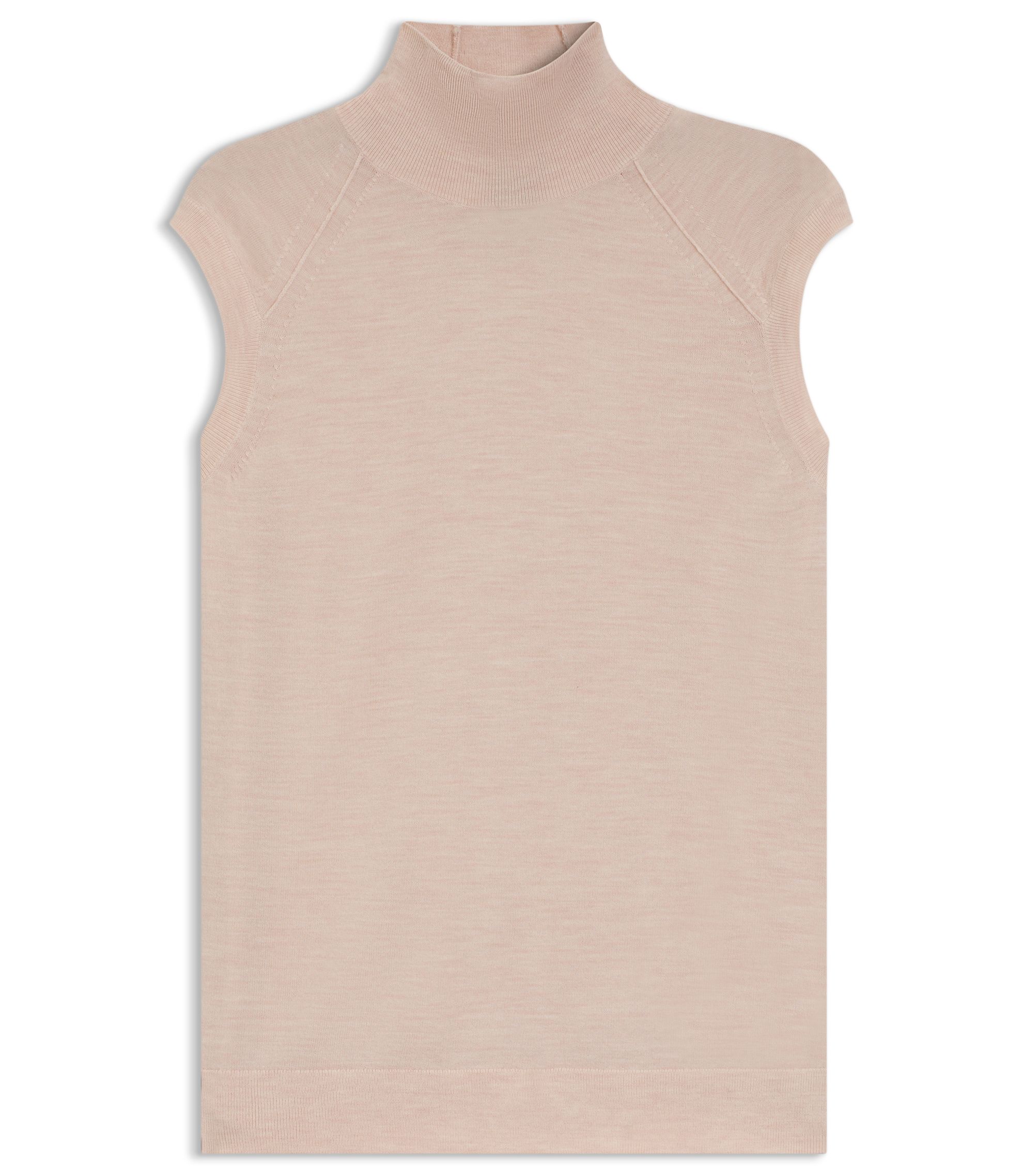 BOSS - High-neck top in merino wool - light pink