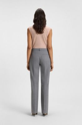 Sleeveless mock-neck sweater in merino wool, light pink