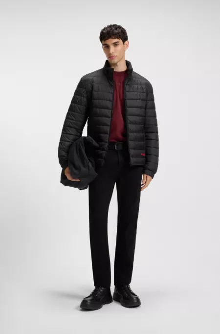 Red-logo jacket with water-repellent finish