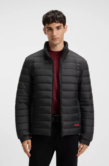 Red-logo jacket with water-repellent finish