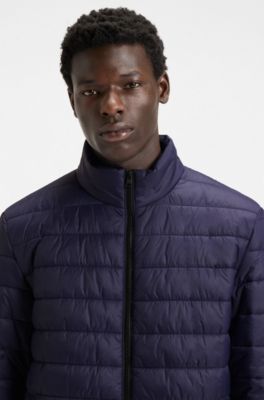 Chaqueta ligera de tejido repelente al agua con logotipo rojo, Azul oscuro