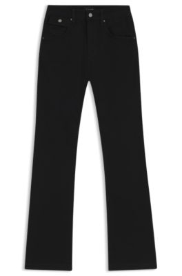 Black wide leg jeans in stretch denim, Black