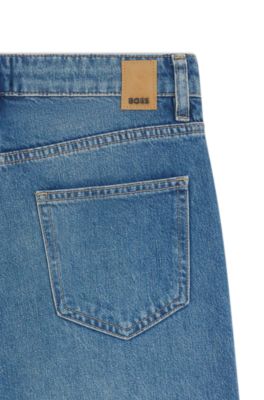 Relaxed-fit jeans with stepped hems, Dark Blue