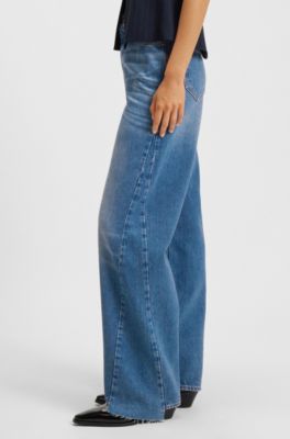 Vaqueros relaxed fit en denim con dobladillo trasero alargado, Azul oscuro