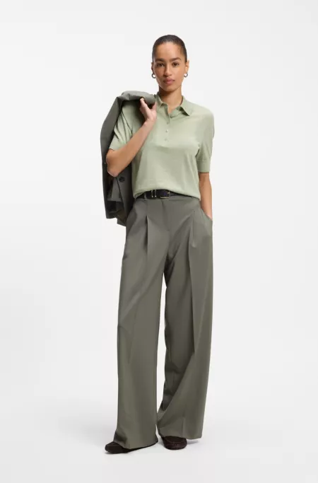 Knit polo in superfine Merino wool