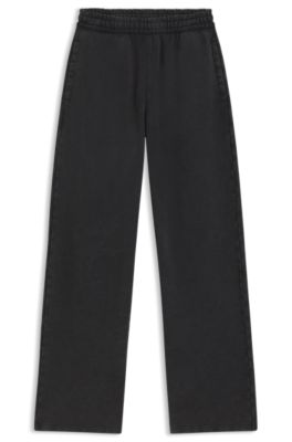 Pantalones de ch&aacute;ndal loose fit de felpa de algod&oacute;n, Negro