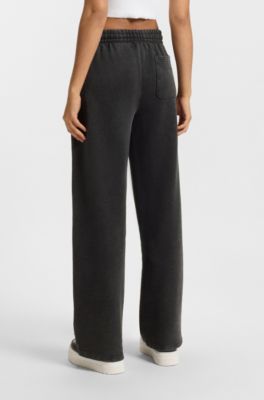 Pantalones de ch&aacute;ndal loose fit de felpa de algod&oacute;n, Negro