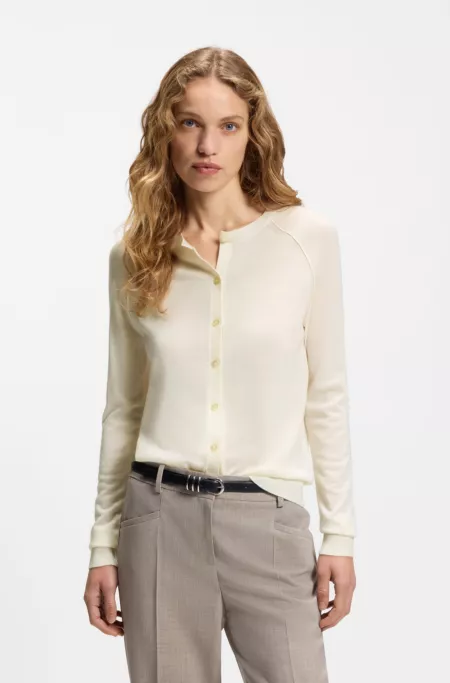 Button-up cardigan in extra-fine merino wool